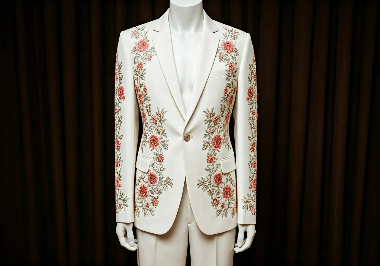 Elevate Your Style with a White Pant Suit: An Embroidered Affair