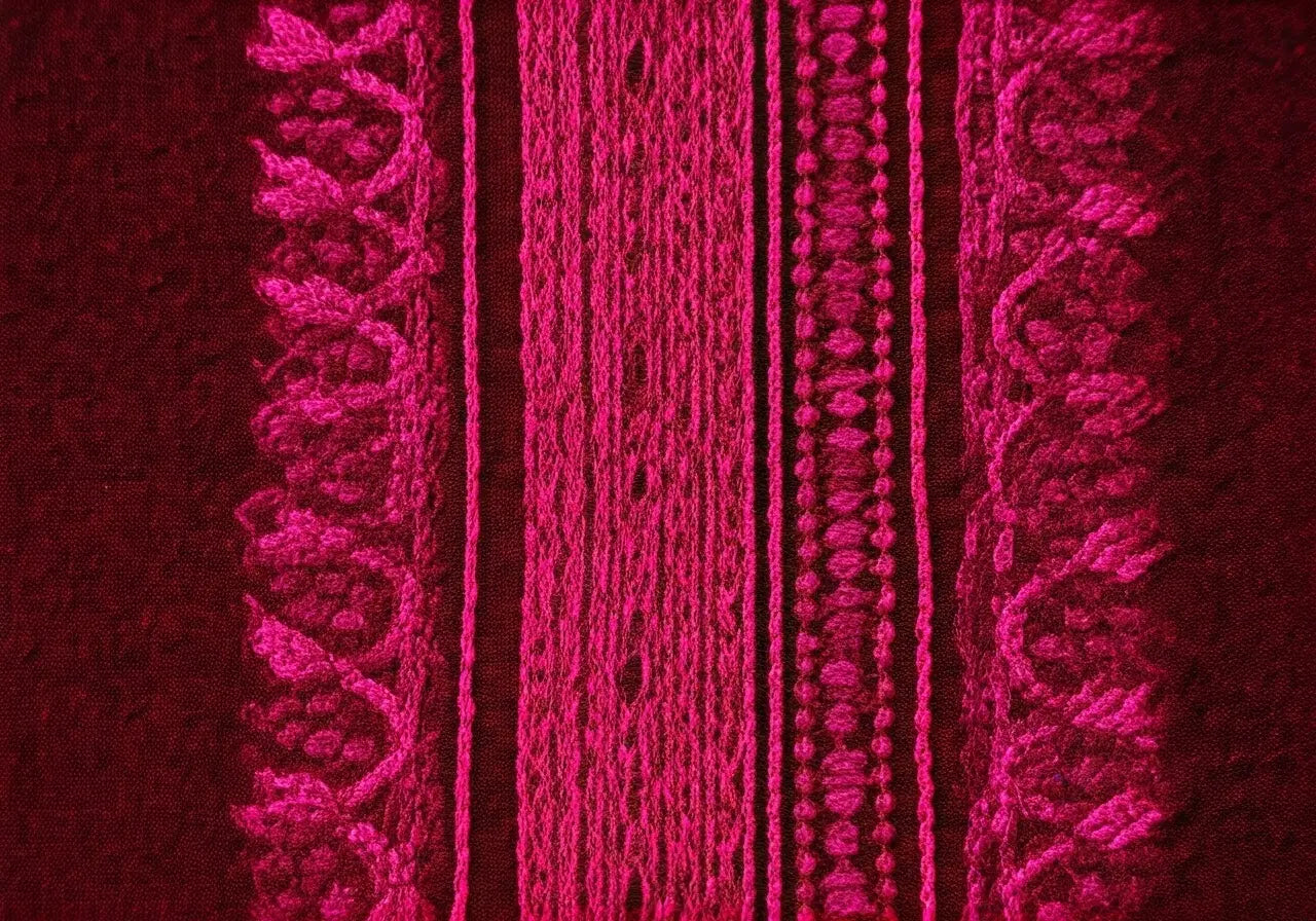 How is a Pink Embroidered Dress Made Using Traditional Palestinian Techniques?