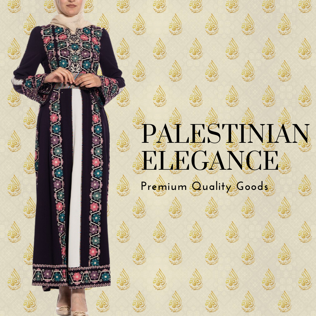 Dotted Palestinian Elegance Embroidered Thoub