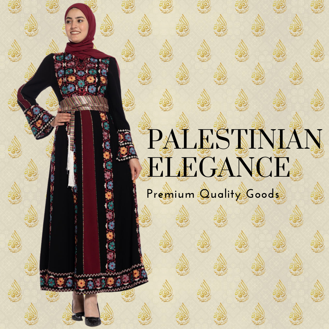 Dotted Palestinian Elegance Embroidered Thoub