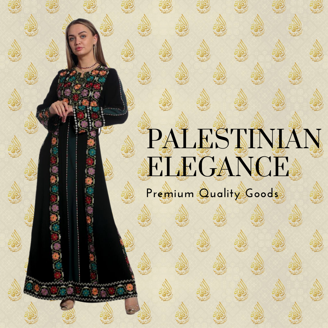 Dotted Palestinian Embroidered Thoub: Elegance and Cultural Heritage