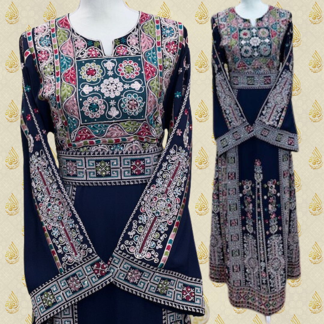 Elegant Modern Traditional Palestinian Embroidery Thoub