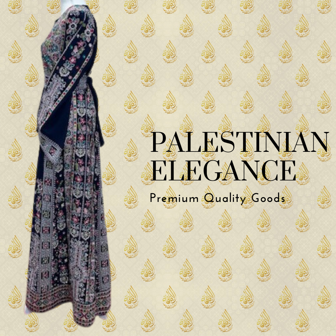 Velveted Silk Palestinian Elegance Embroidered Thoub
