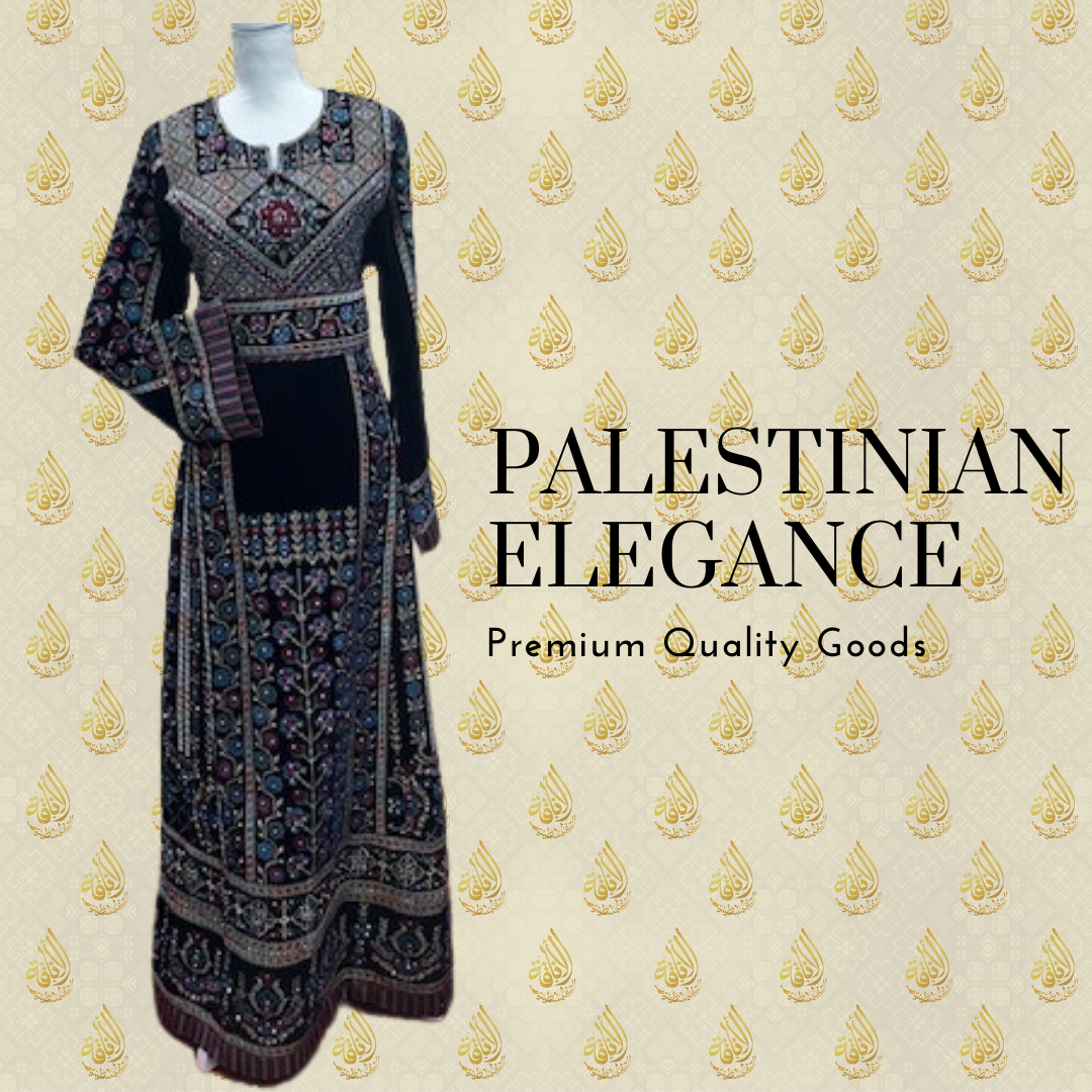 Velveted Silk Palestinian Elegance Embroidered Thoub