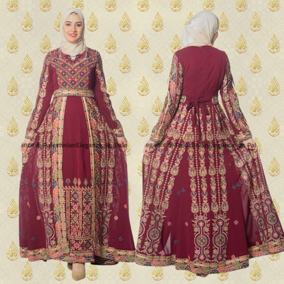 Embroidered Thoub with Attached Skirt: Elegance and Convenience in One