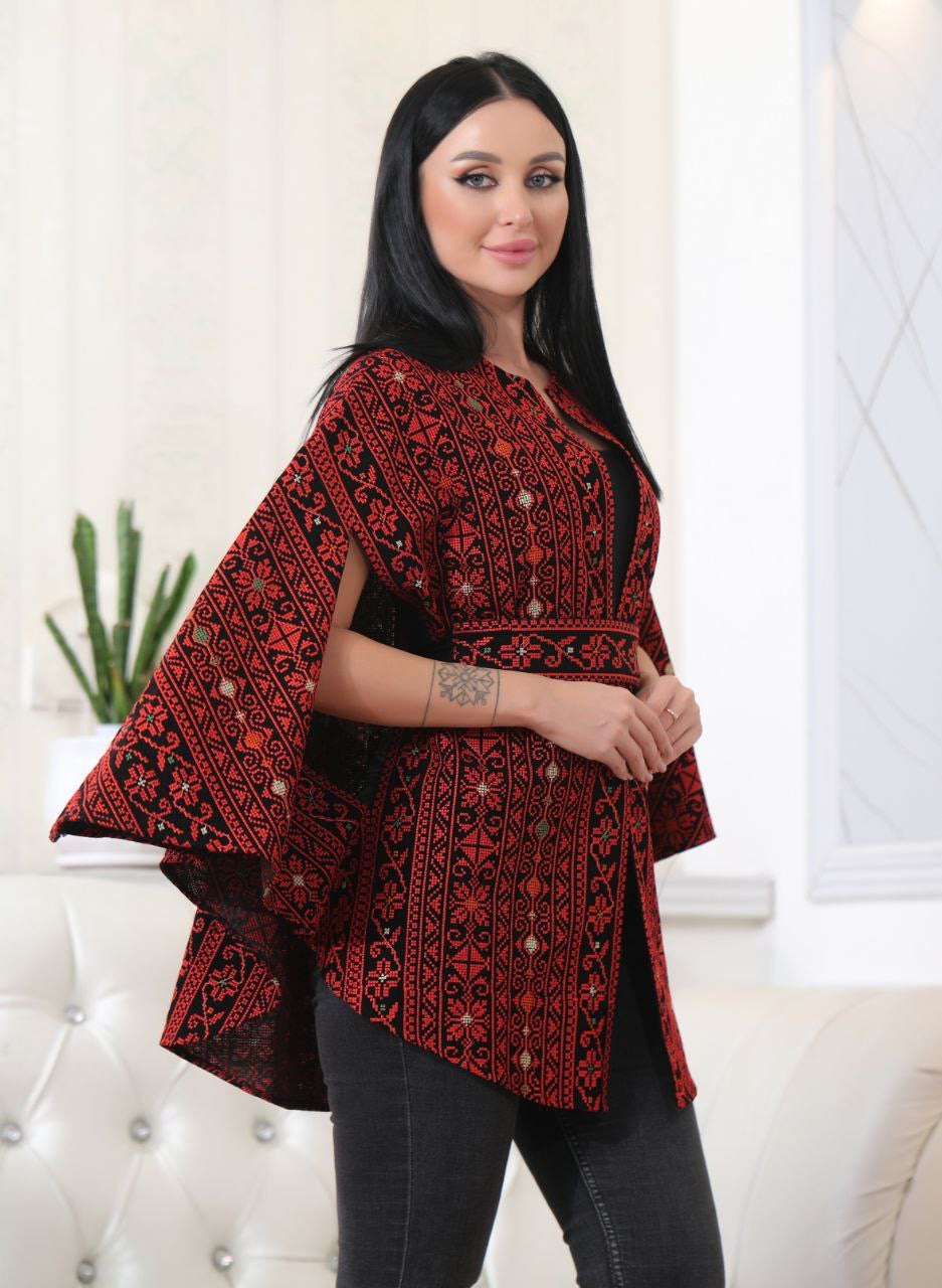 Elegant Heritage Embroidered Cape - Timeless Style & Comfort