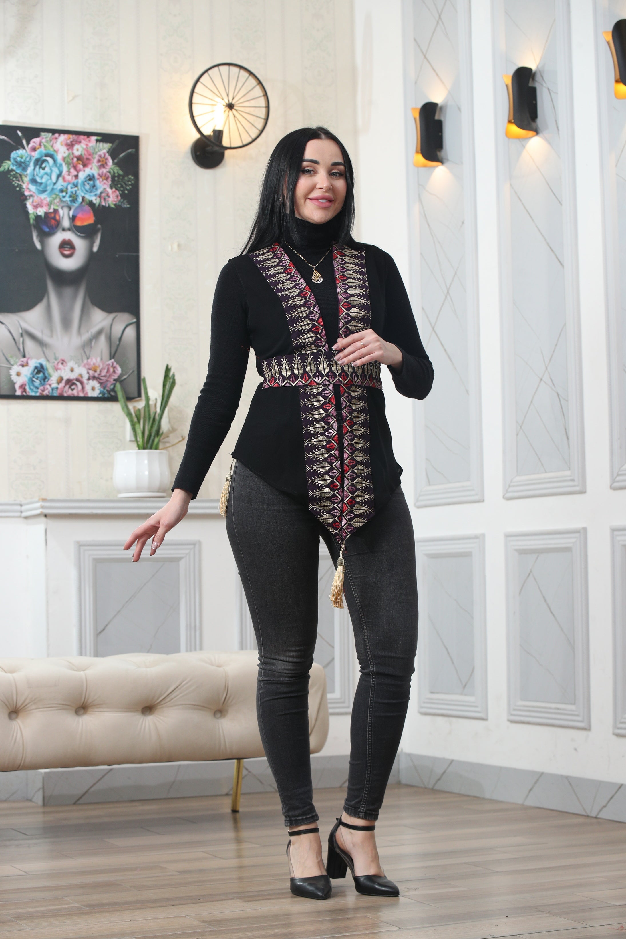 Chiffon Colorful Embroidered Vest - Vibrant & Stylish Layer