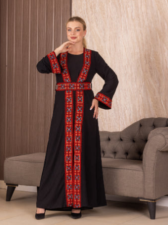 Embroidery Black-Red Cardigan: Timeless Elegance and Versatility