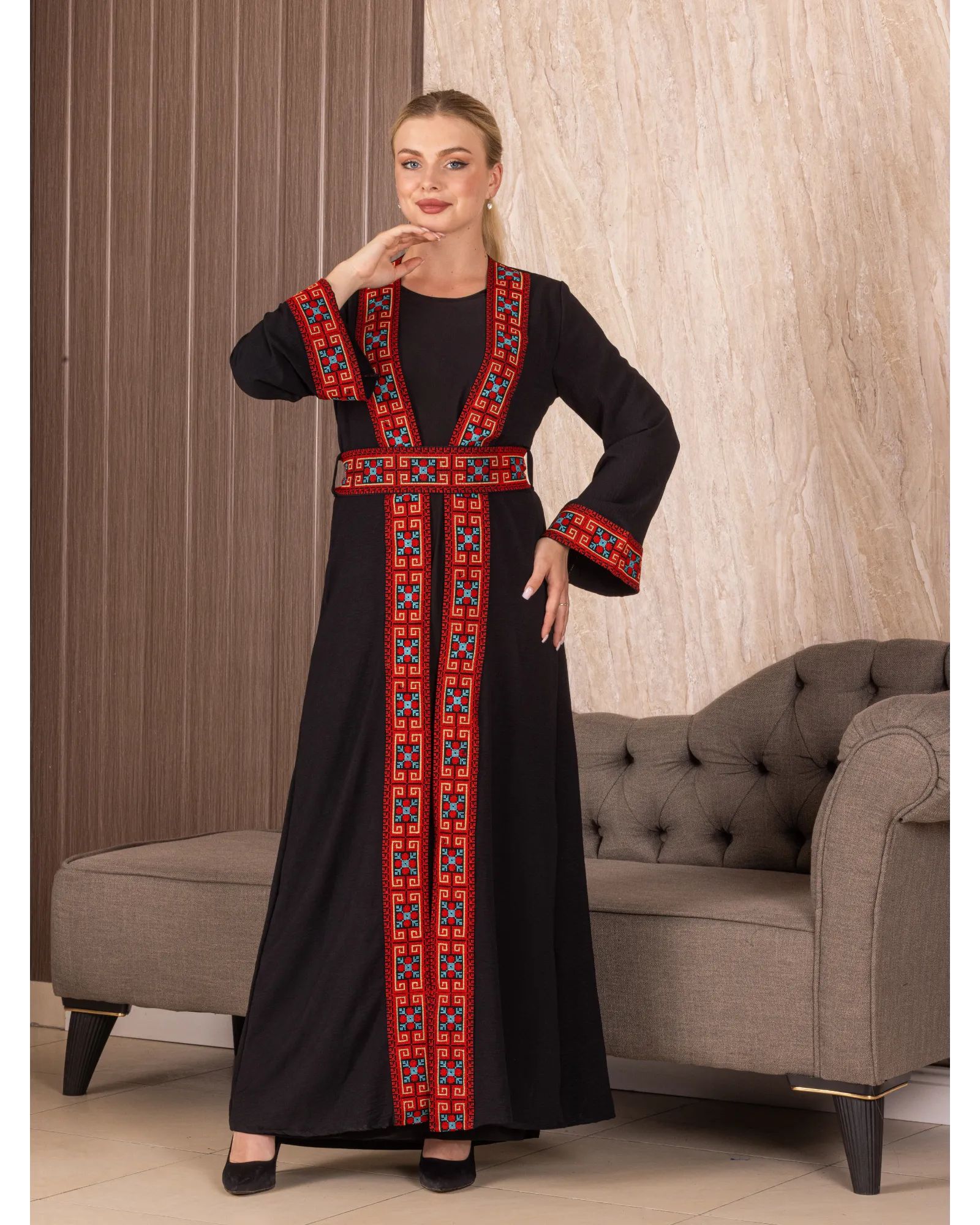 Embroidery Black-Red Cardigan: Timeless Elegance and Versatility