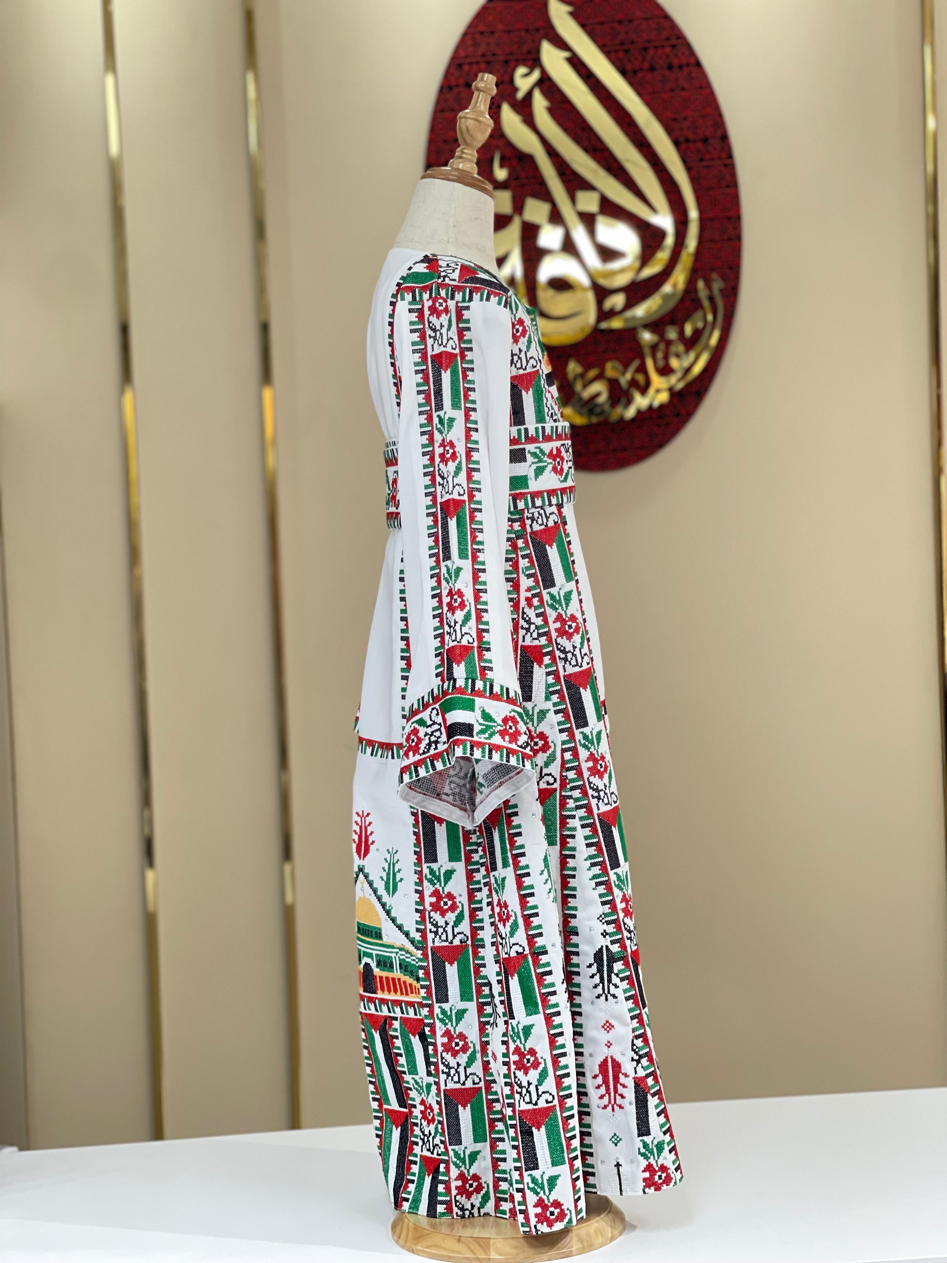 Kids Palestinian & Proud Embroidered Thoub - Celebrate Heritage with Style