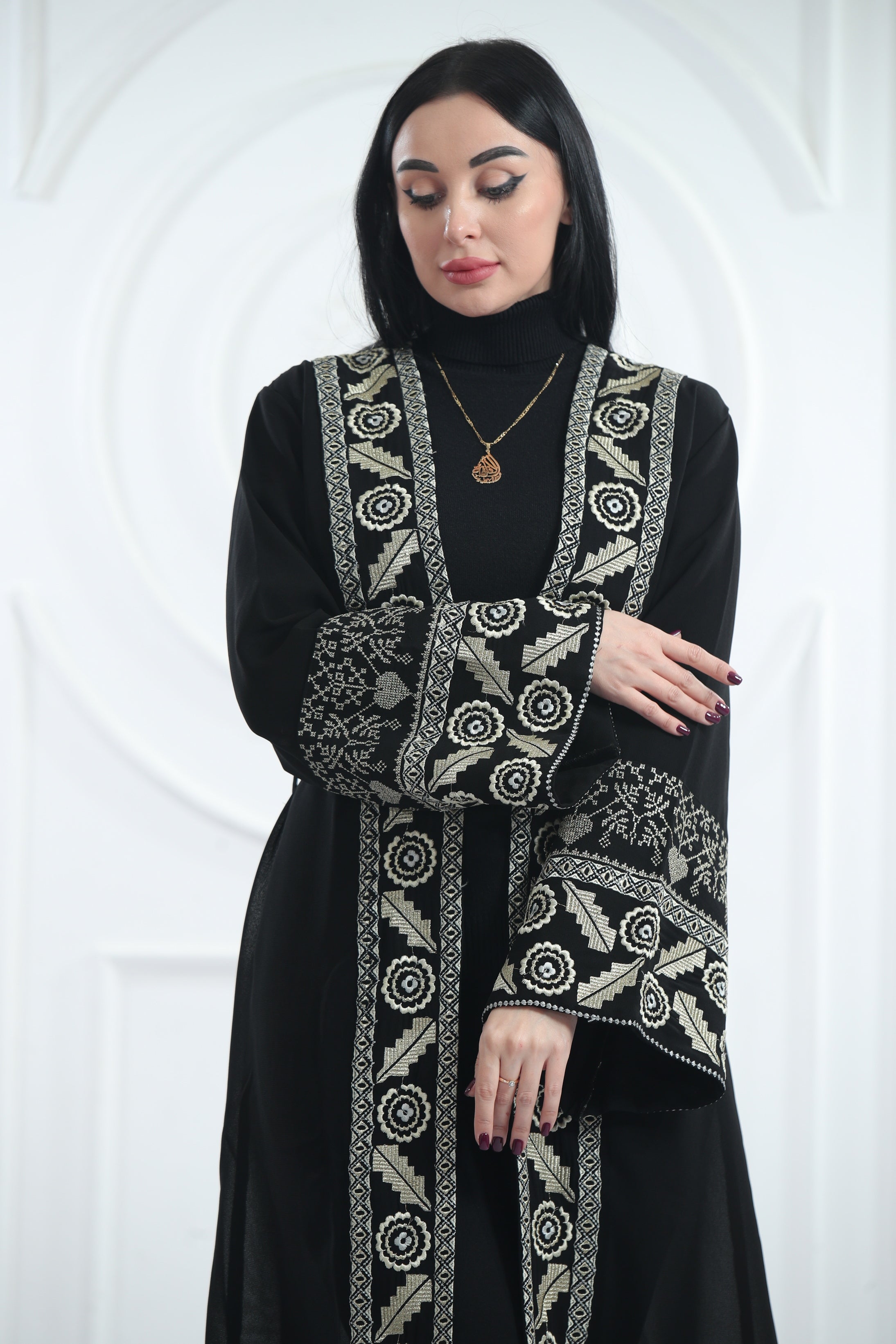 A Bisht Mad Of Chiffon Fabric Embroidered With Luxurious Reed  Golden Threads