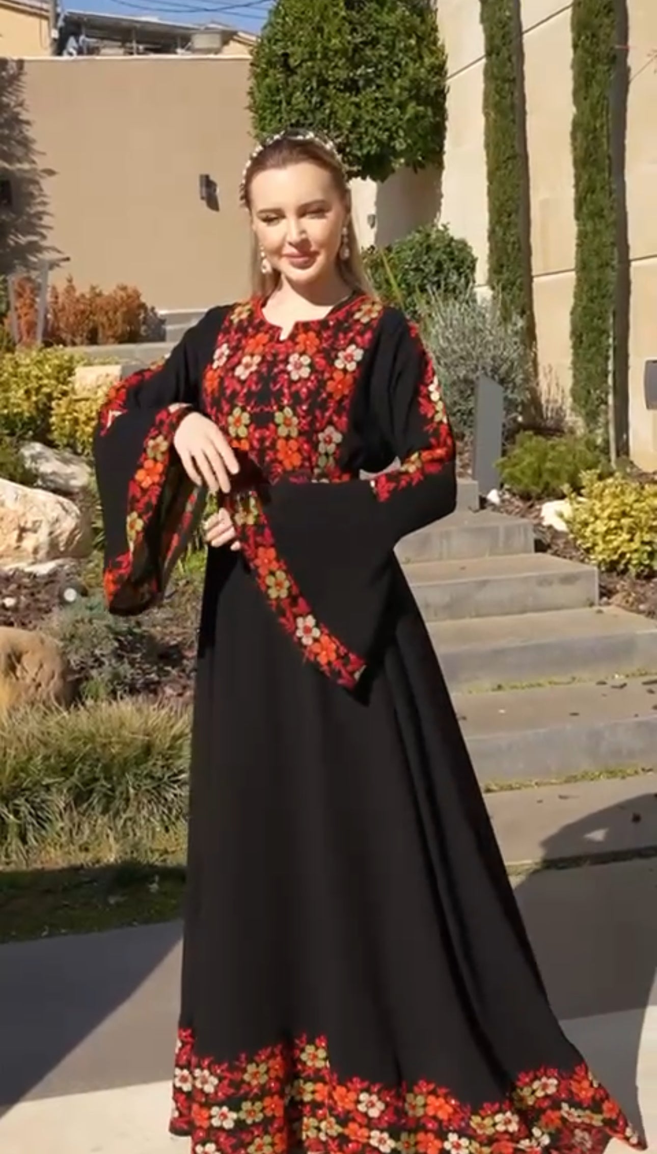 Elena Embroidery Wide Sleeves Dress