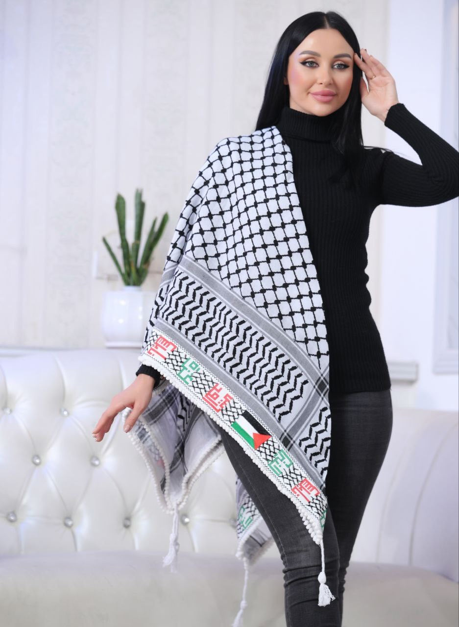 Cities & Flag Embroidered Kuffiyeh: A Symbol of Palestinian Heritage