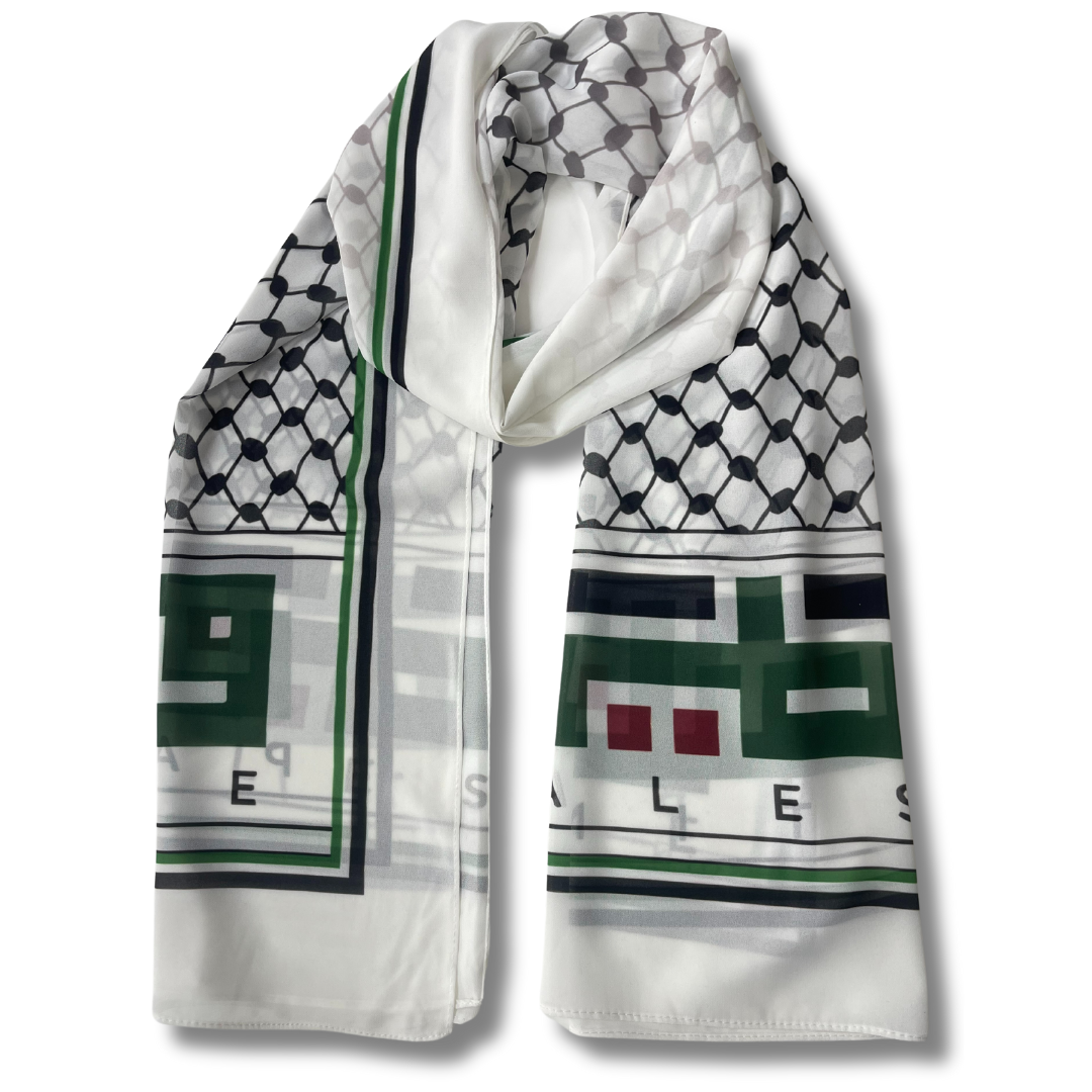 High-Quality Palestine Written and Kuffiyeh Hijab Design