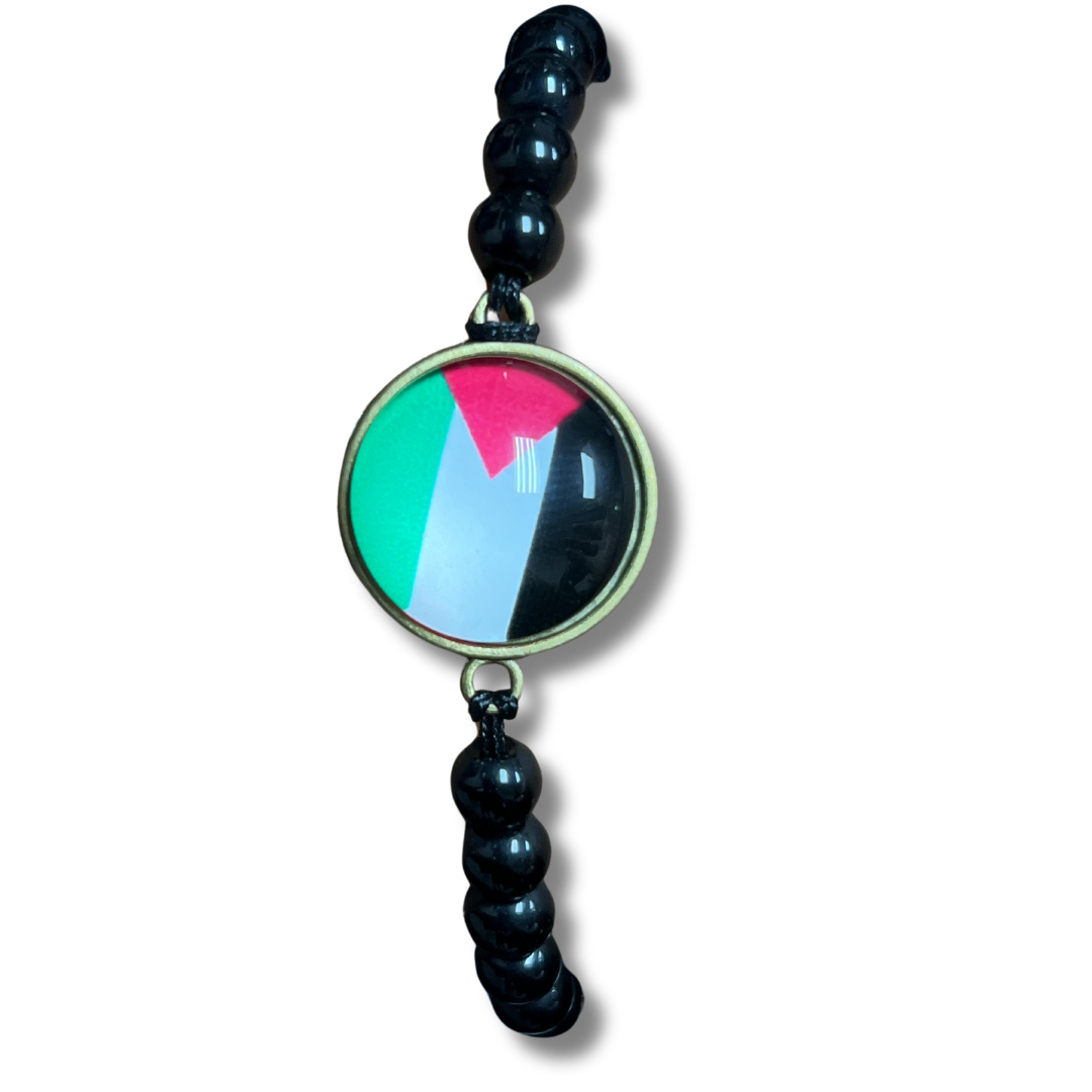 Handmade Circle Palestine Bracelet with Black Beads – High-Quality Craftsmanship