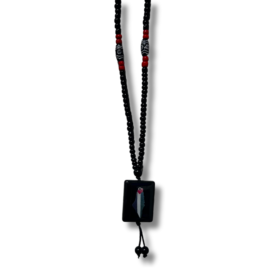 High-Quality Handmade Palestine Necklace – Unique Black and Red Beads