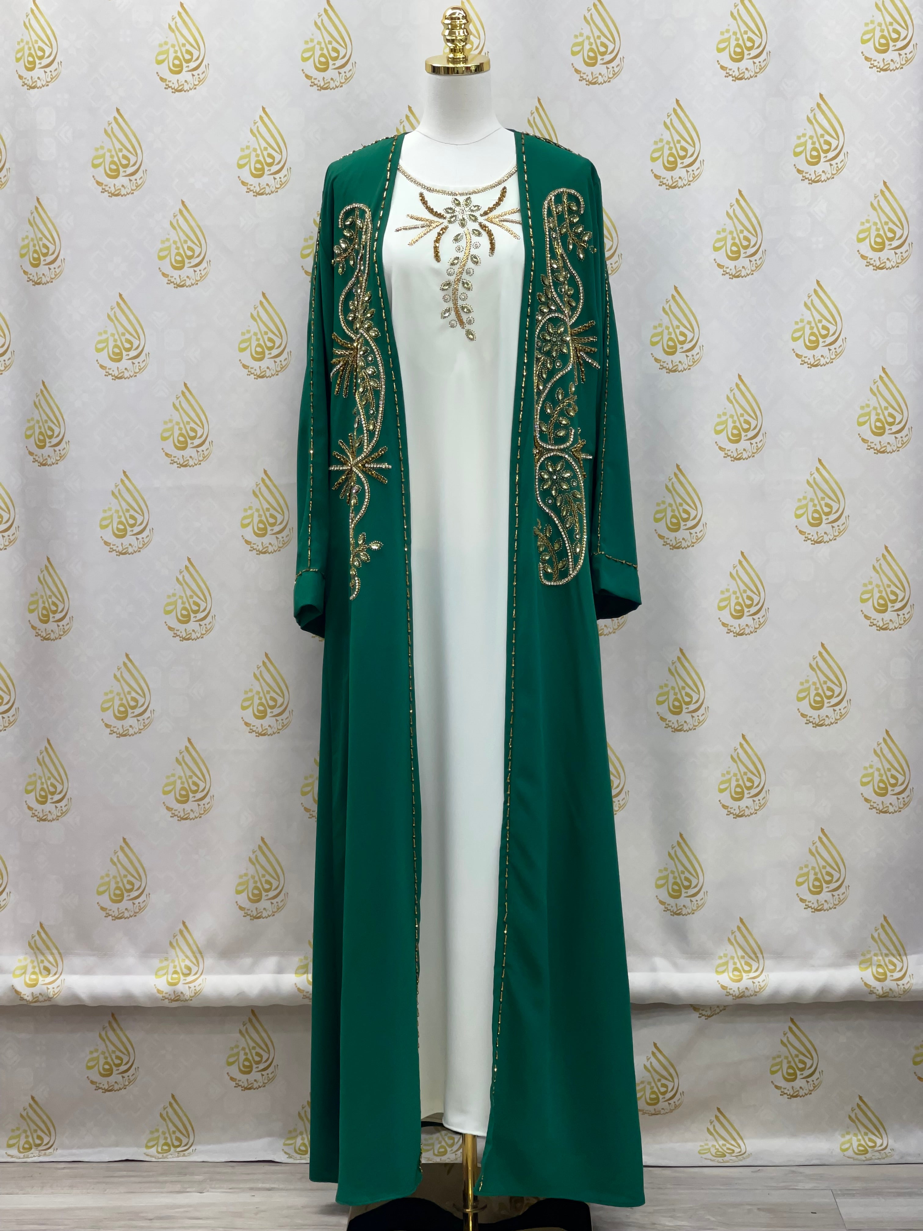 Fancy 2Pcs Open Abaya