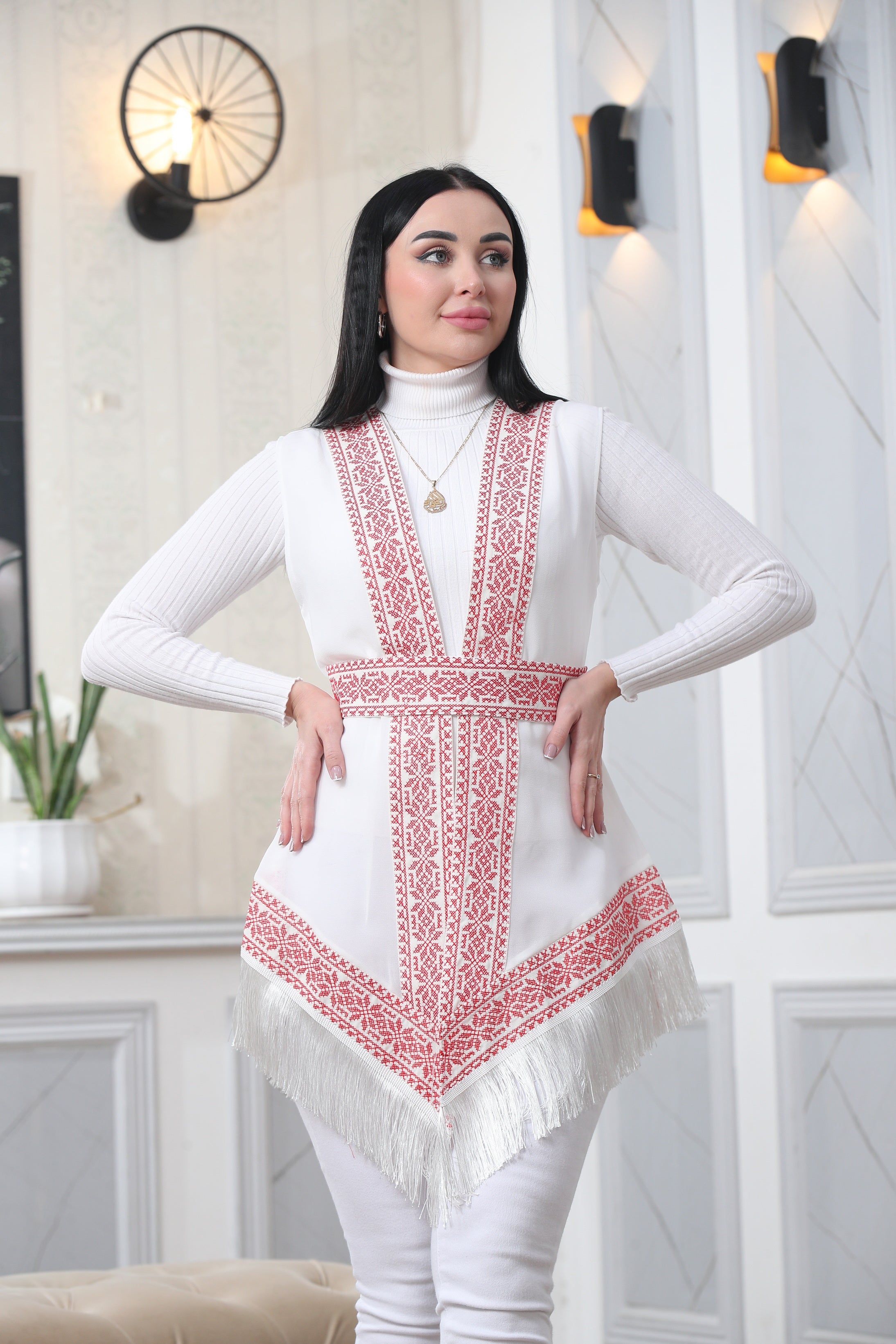 White Embroidered Chiffon Vest