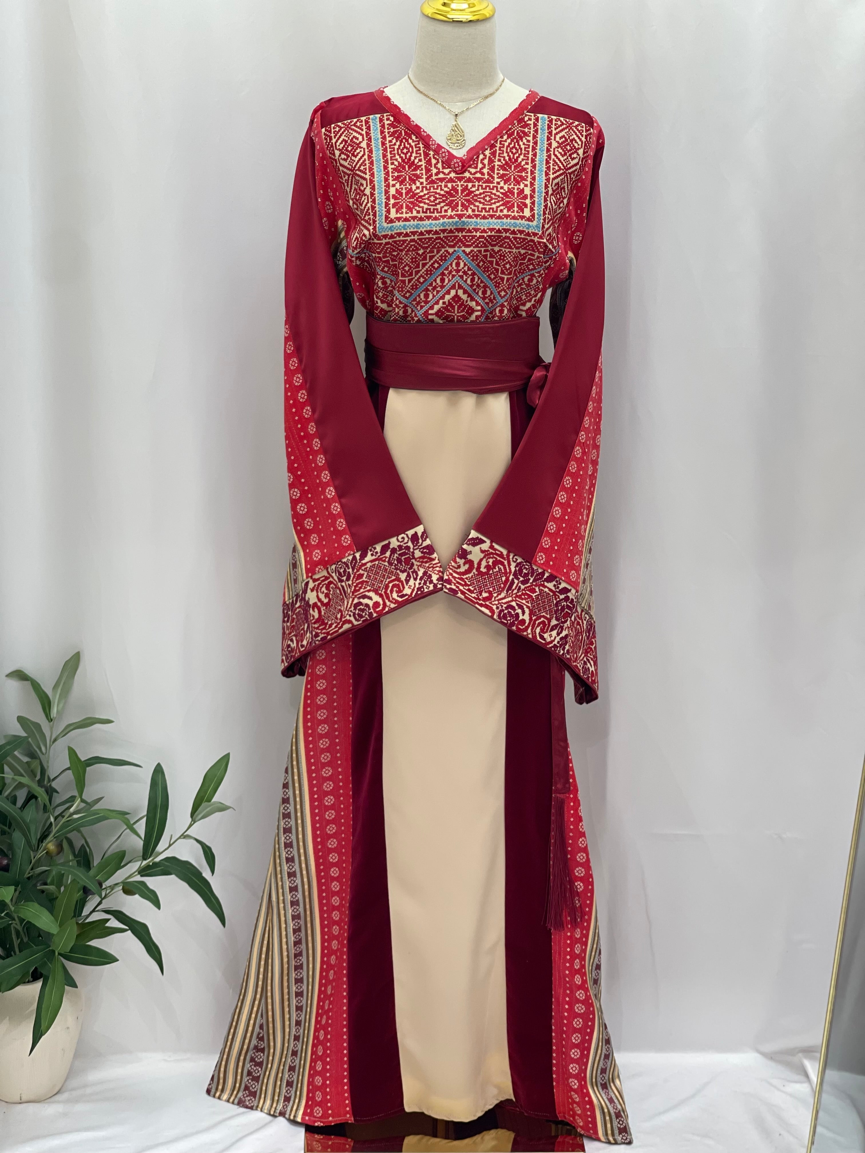 Luxurious Thoub with Saya, Velvet, Safa, and Satin Fabrics