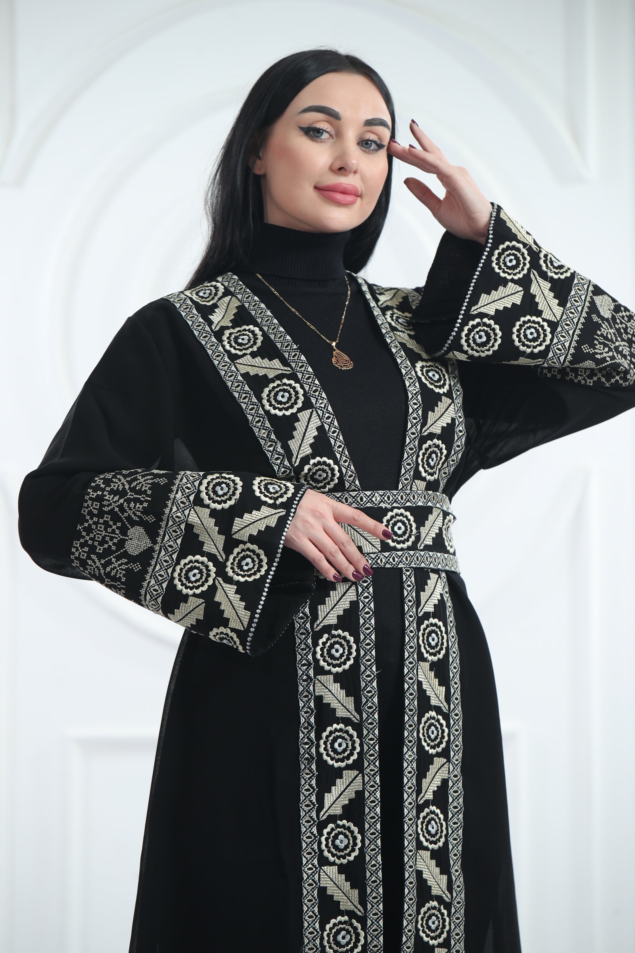 A Bisht Mad Of Chiffon Fabric Embroidered With Luxurious Reed  Golden Threads