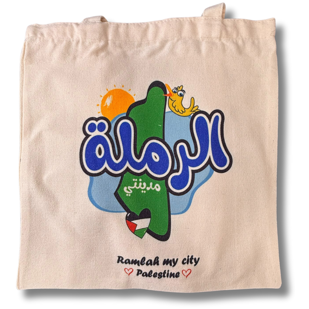 High-Quality Palestine Tote Bags with City Names and Matching Symbols