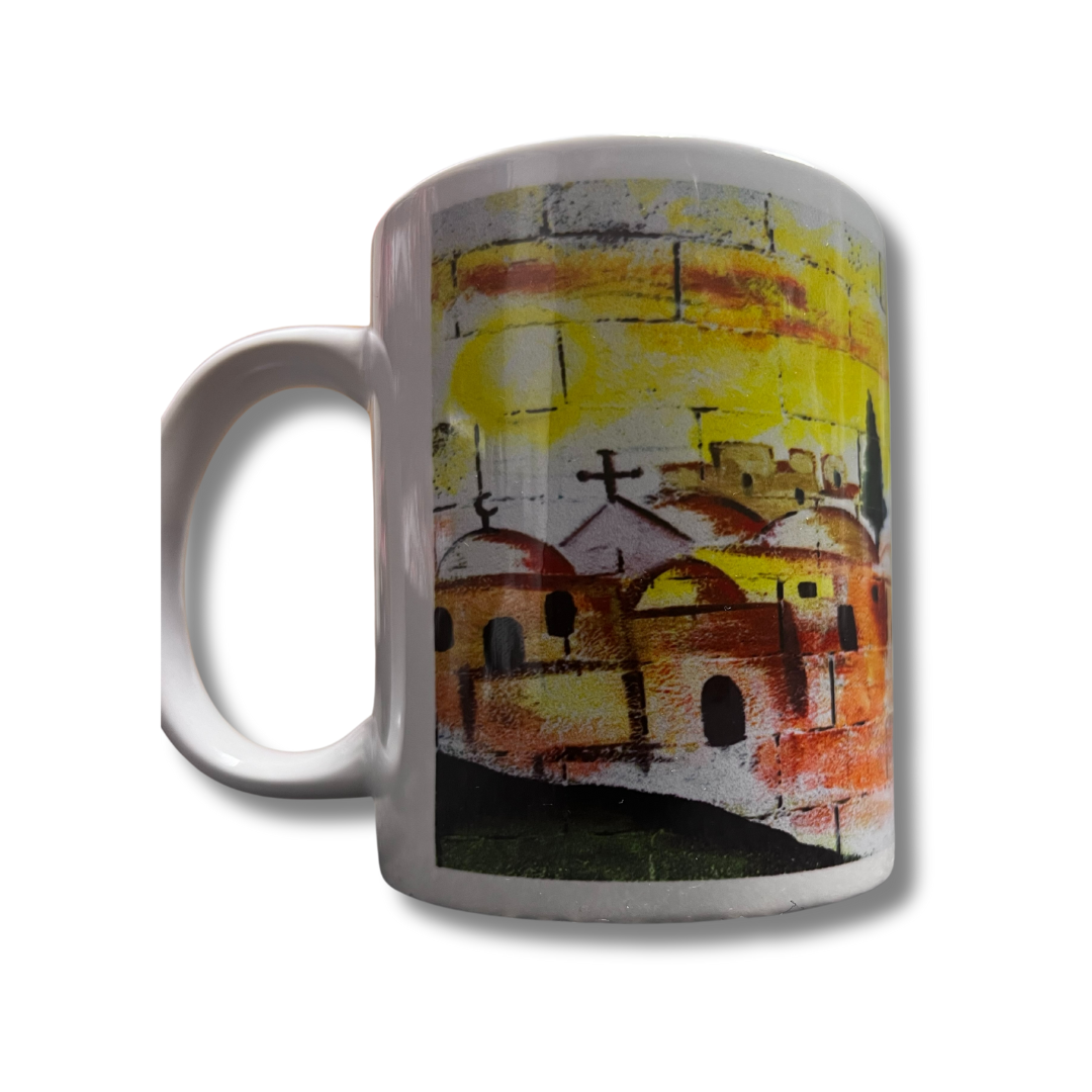 High-Quality Coffee Mug with Palestine Villages and Flag Design: Long-Lasting and Vibrant