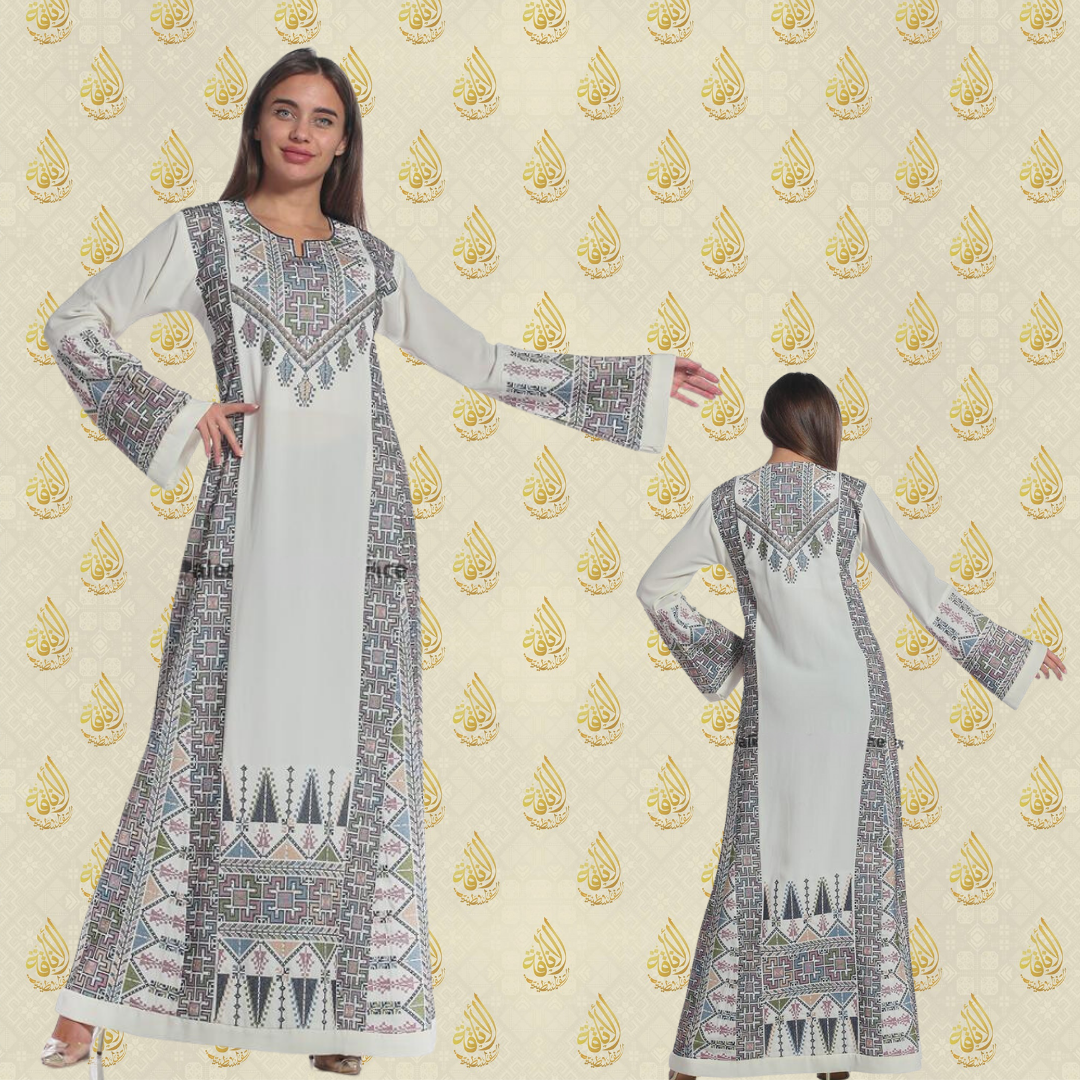 Rich Tradition Embroidered Comfort Thoub: Elegance and Versatility Palestinian Elegance