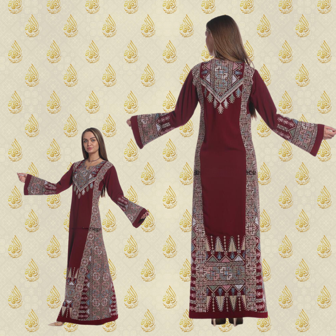 Rich Tradition Embroidered Comfort Thoub: Elegance and Versatility Palestinian Elegance