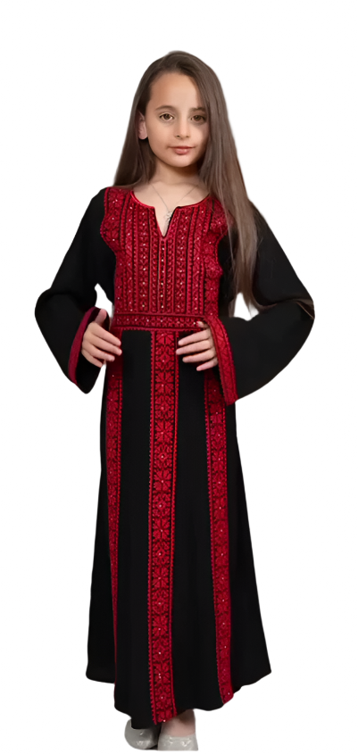 Elegant Kids Embroidered Abaya - Traditional Islamic Wear for Every Occasion Palestinian Elegance