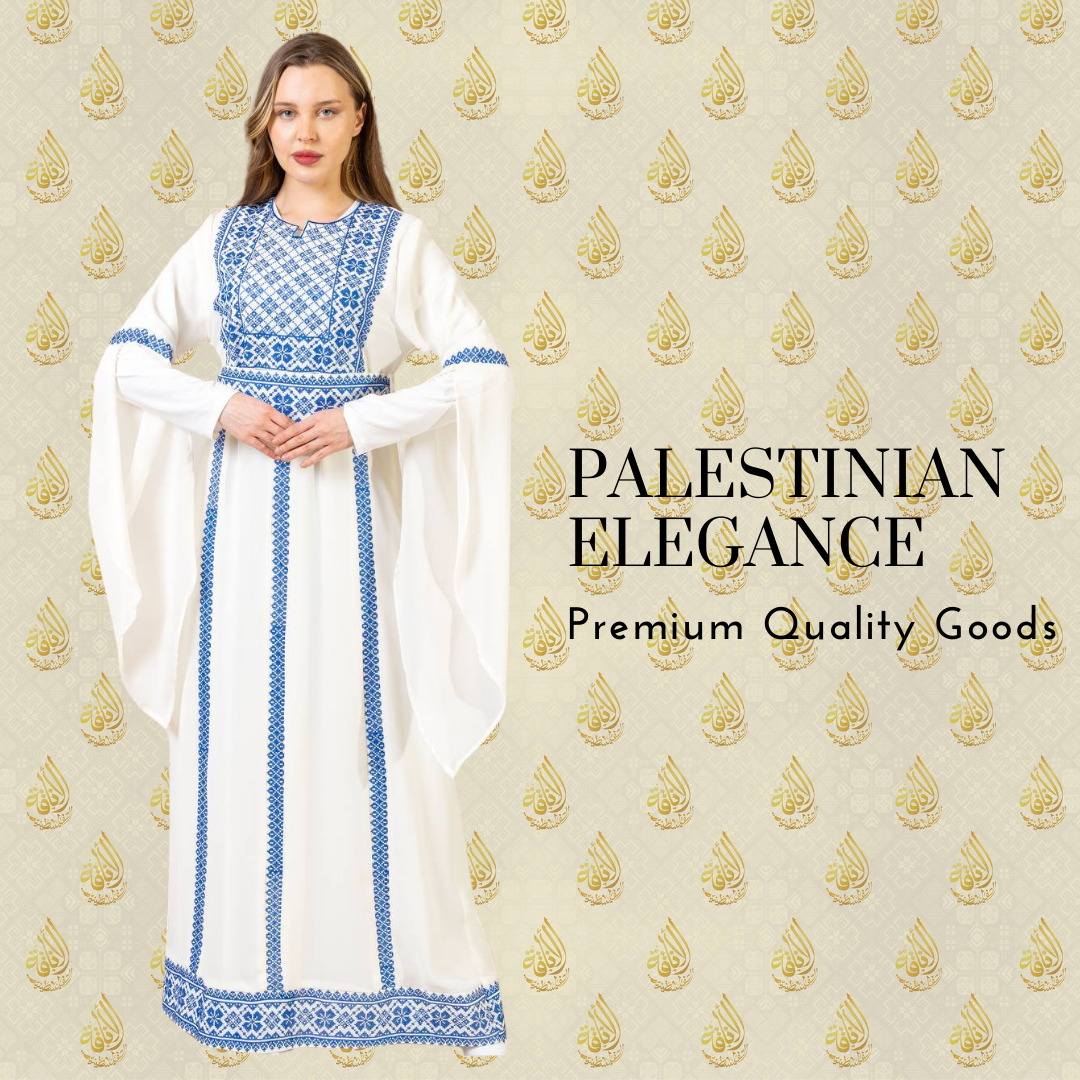 Elegant Tatreez Dress with Long Sleeves: Traditional Craftsmanship and Modern Elegance Palestinian Elegance