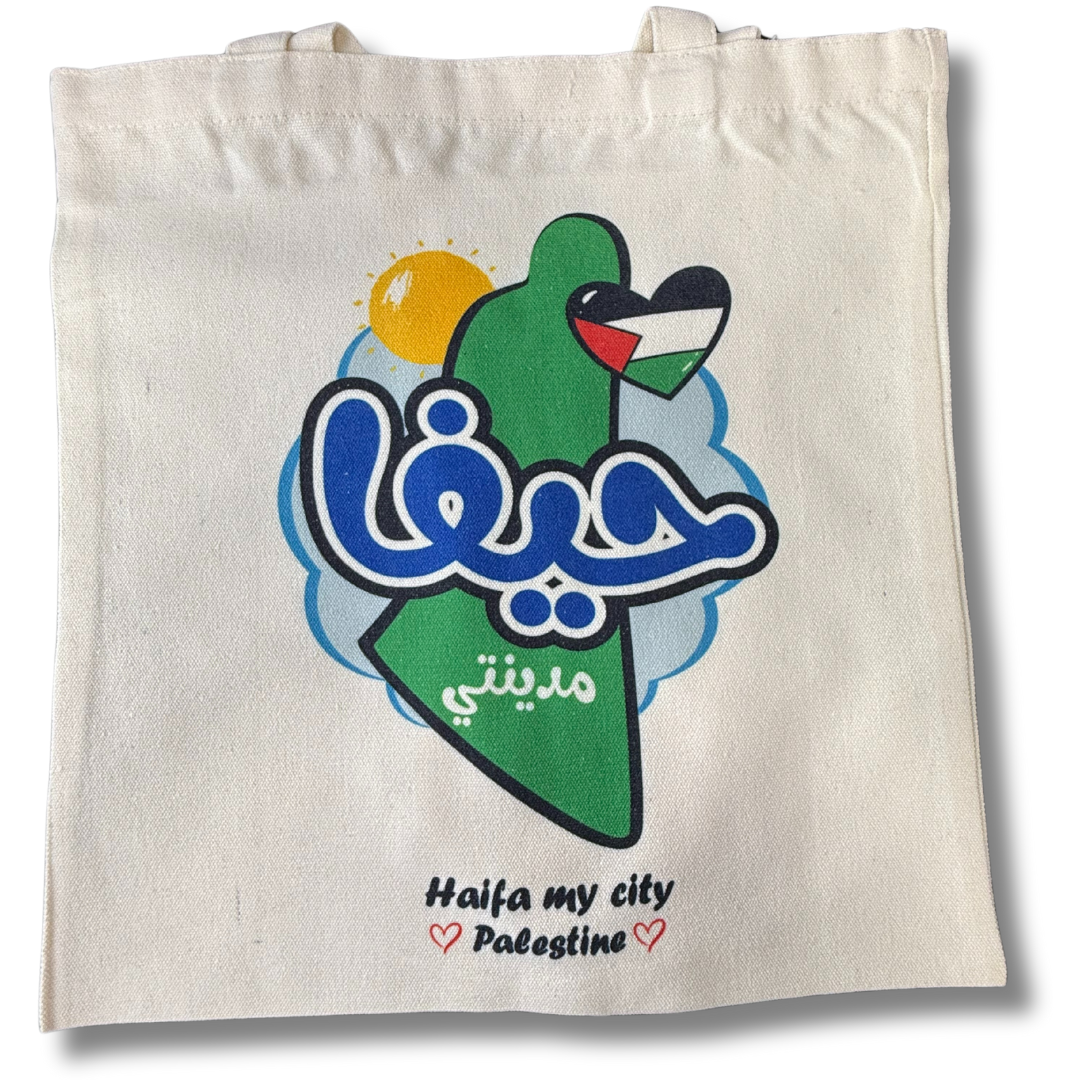 High-Quality Palestine Tote Bags with City Names and Matching Symbols