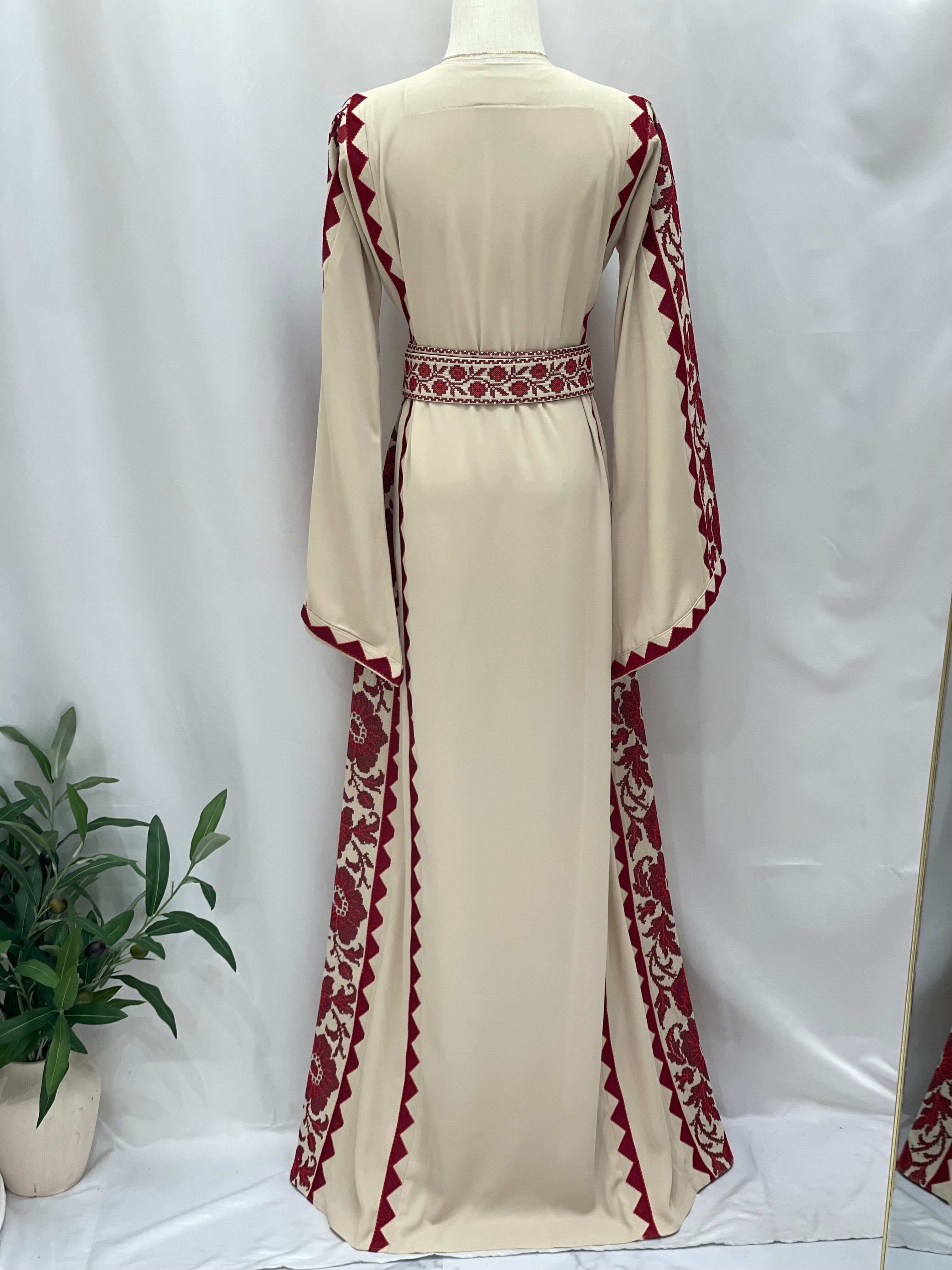 Stylish Embroidered Thoub with Dual-Style Belt: Elegance and Versatility