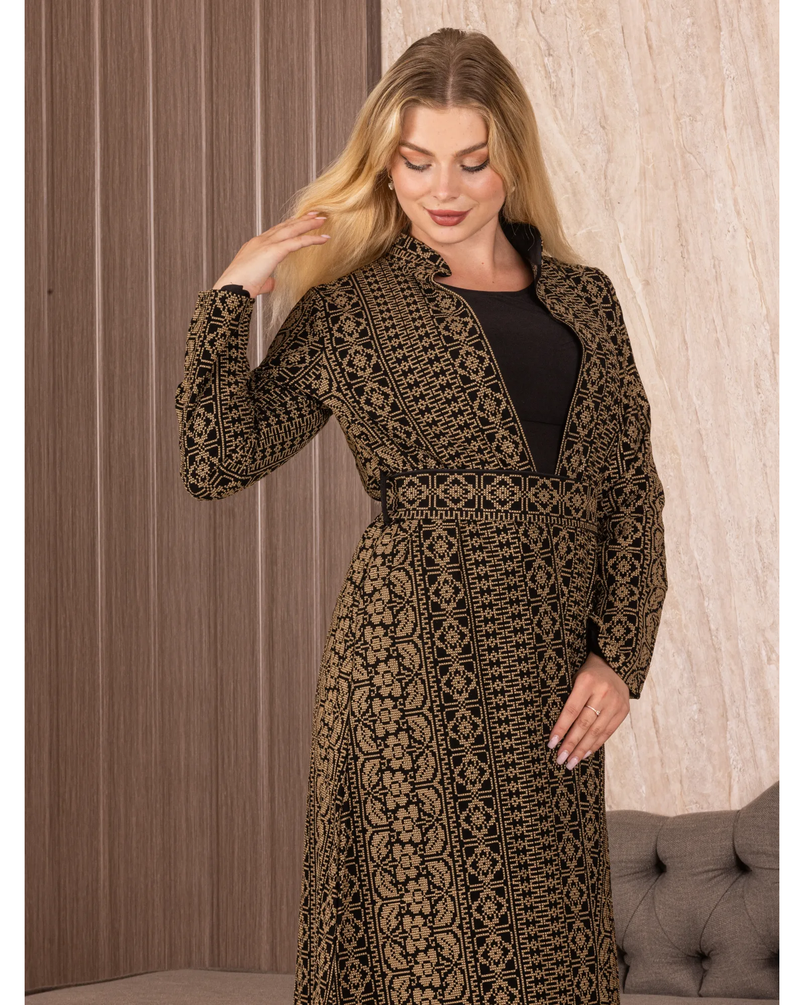 Long Embroidered Cardigan: Elegance and Versatility Palestinian Elegance