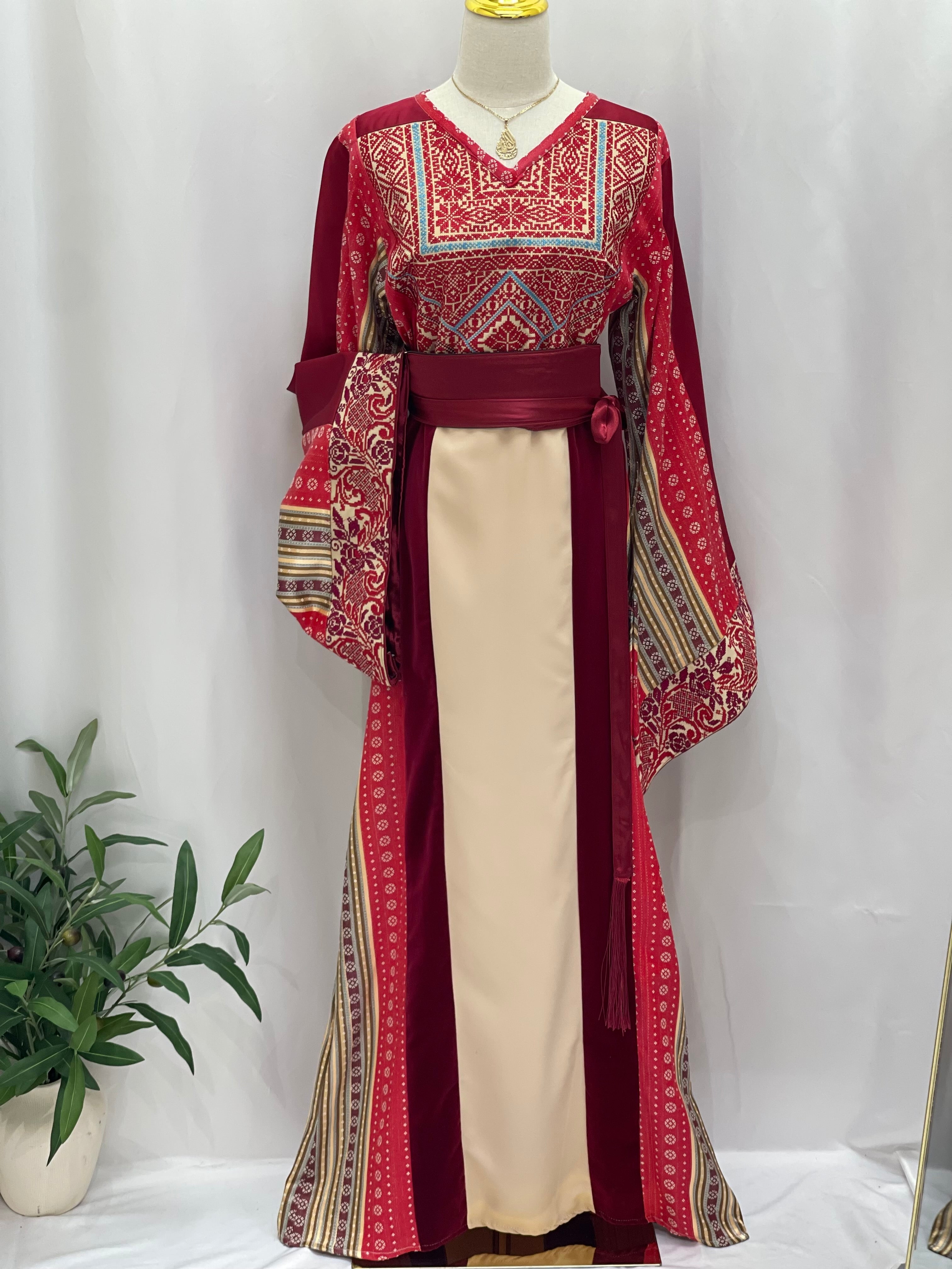 Luxurious Thoub with Saya, Velvet, Safa, and Satin Fabrics