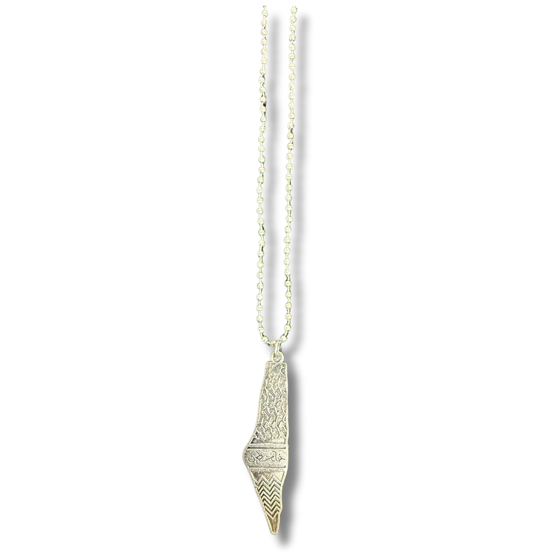 Silver Kuffiyeh Design Necklace