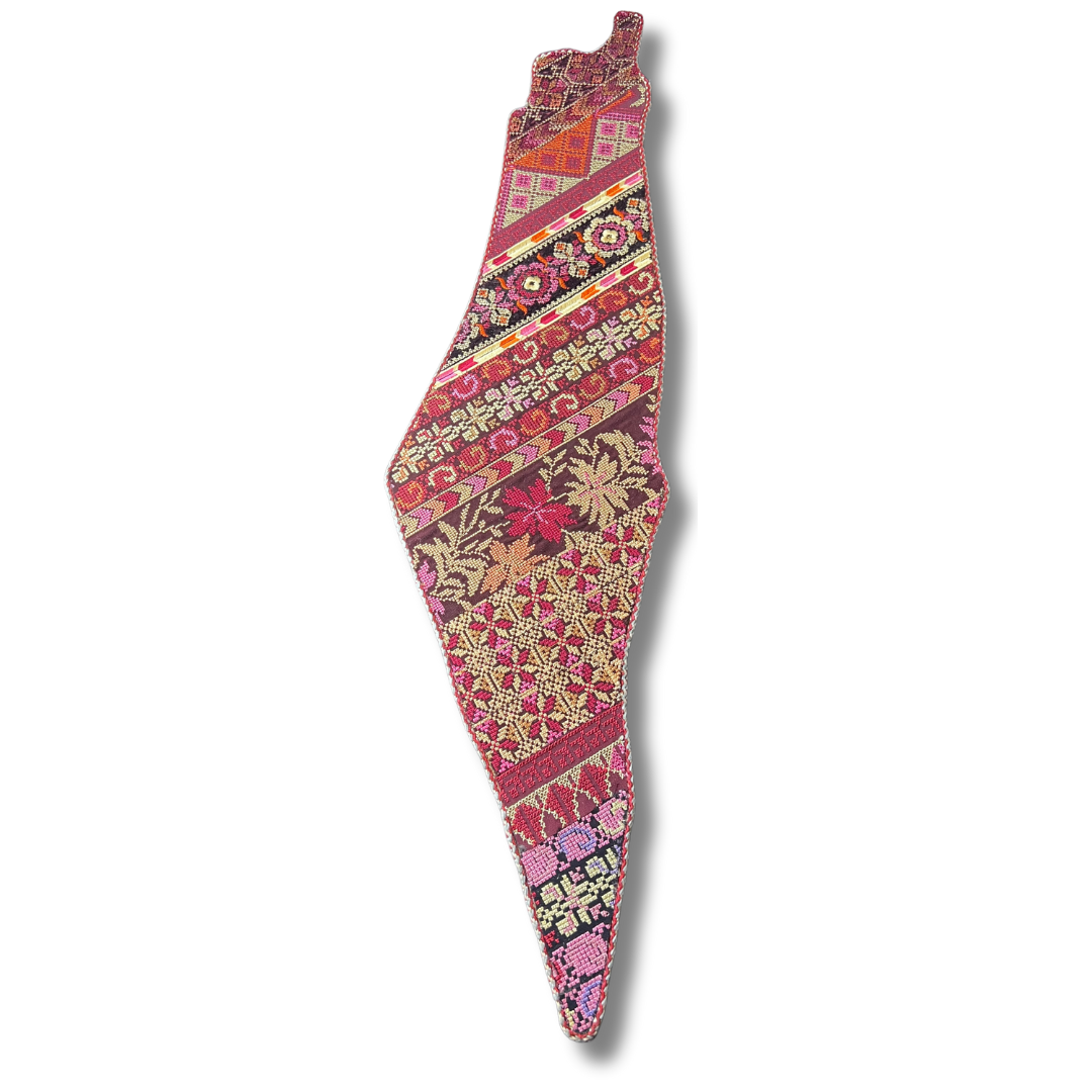 Handcrafted Tatreez Embroidered Home Decor - Palestine Country Shape