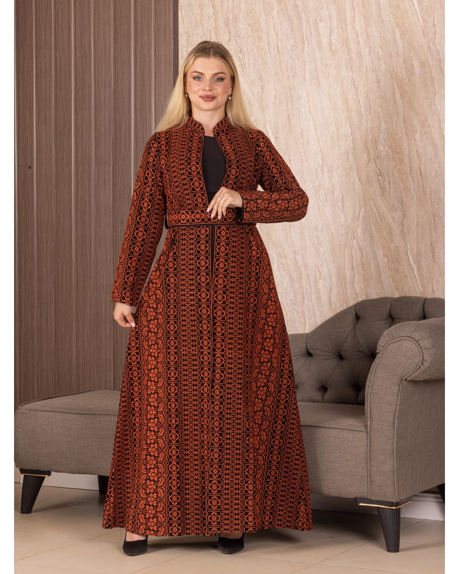 Long Embroidered Cardigan: Elegance and Versatility Palestinian Elegance