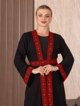 Embroidery Black-Red Cardigan: Timeless Elegance and Versatility