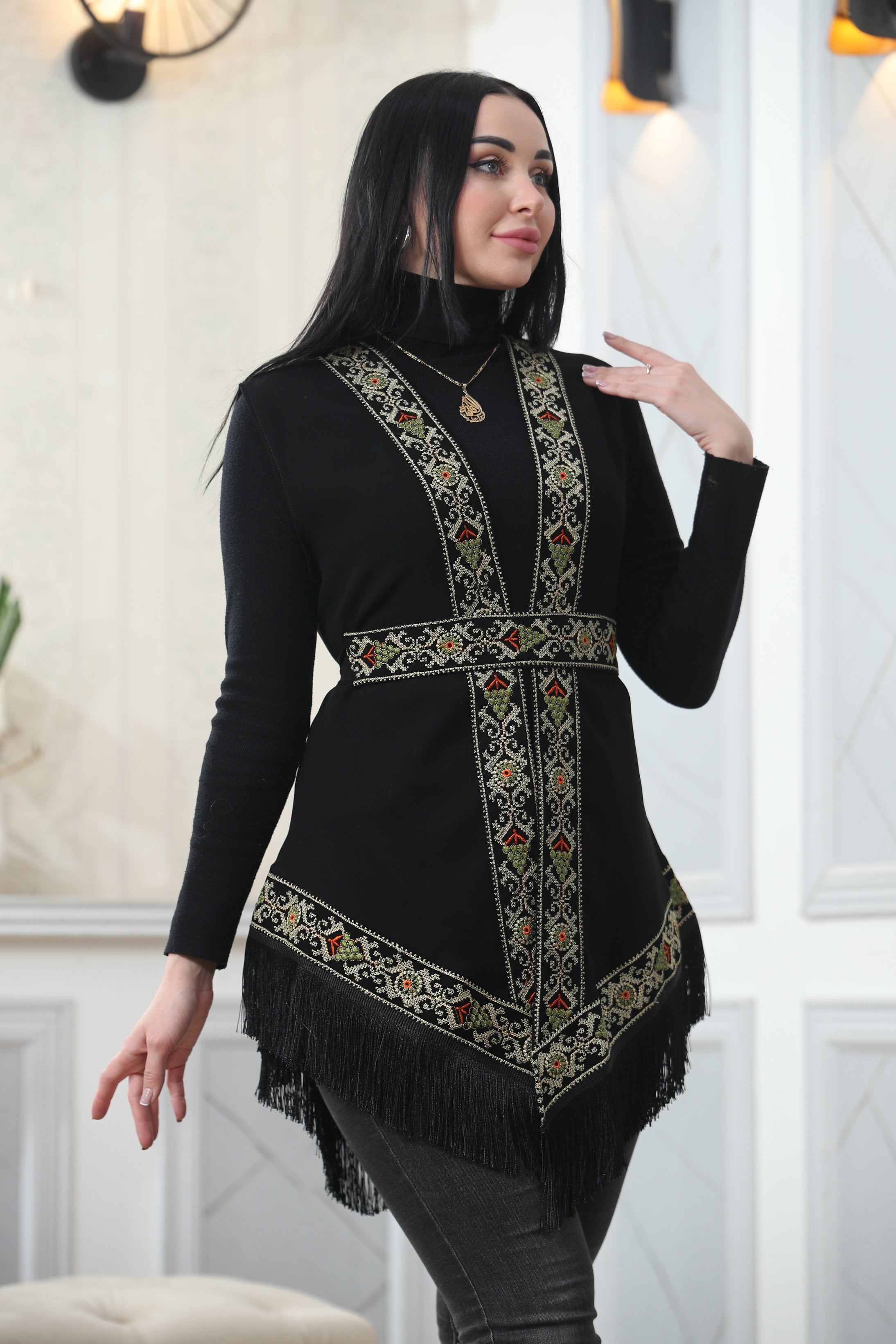 Embroidered Chiffon Vest