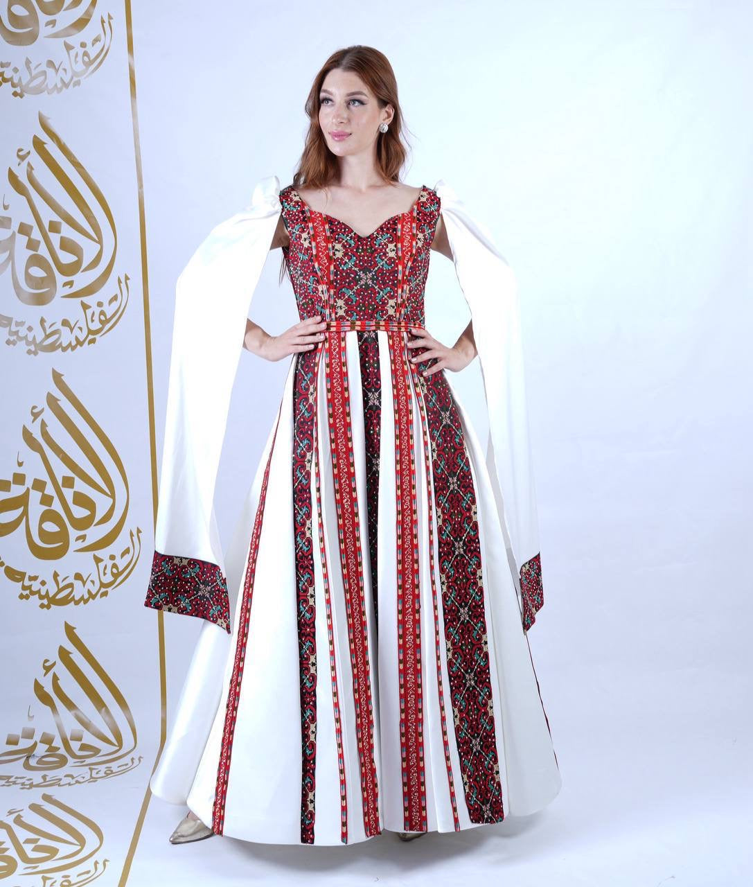 Intricate Tatreez Embroidery Ball Gown: Elegance and Cultural Heritage