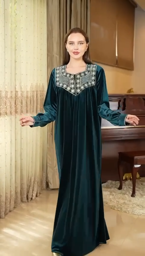 Embroidered Velvet Abaya - Women's Luxurious and Elegant Fashion