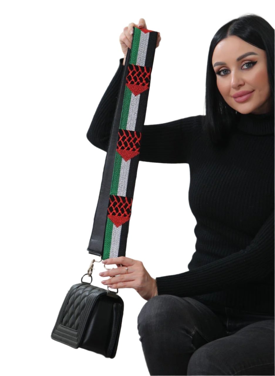 Palestinian Flag Embroidered Purse Strap – Unique Heritage Design