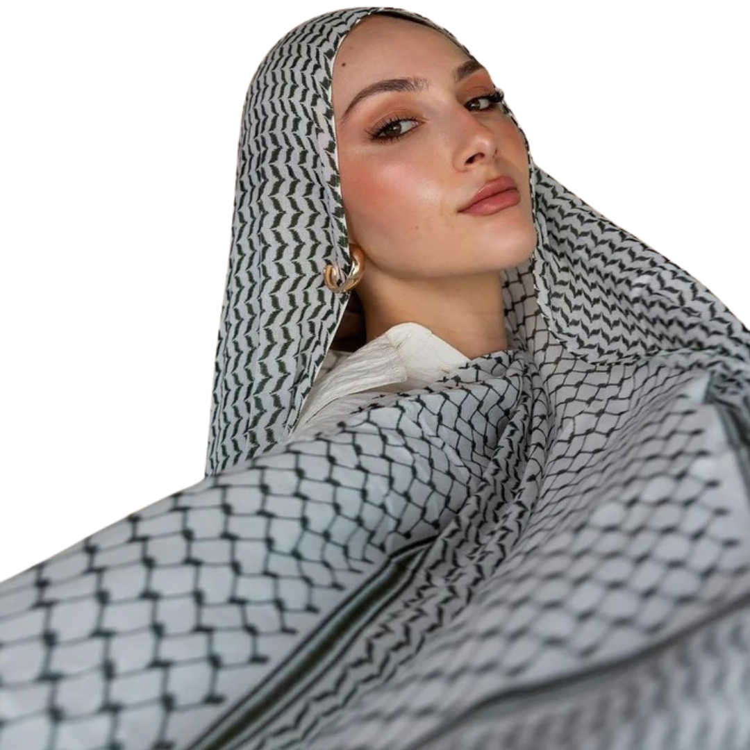 Kuffiyeh Inspired Print Cotton Hijab: Bold Style and Comfort