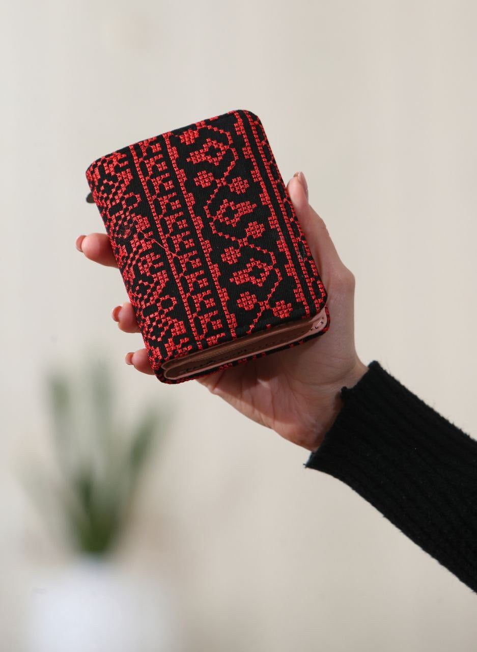 Elegant Medium Size Embroidered Wallet - Functional & Stylish Accessory Palestinian Elegance