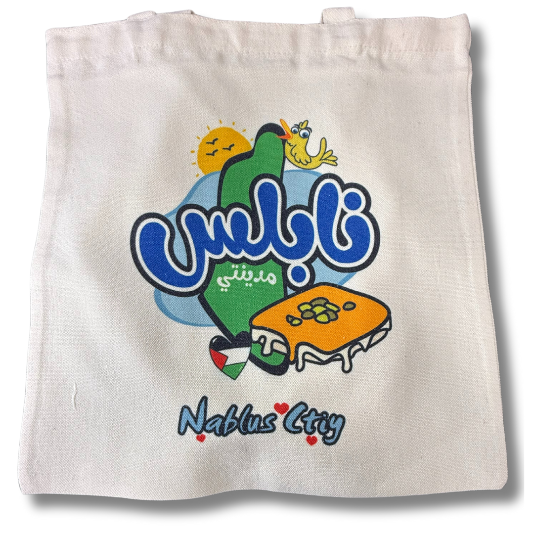 High-Quality Palestine Tote Bags with City Names and Matching Symbols