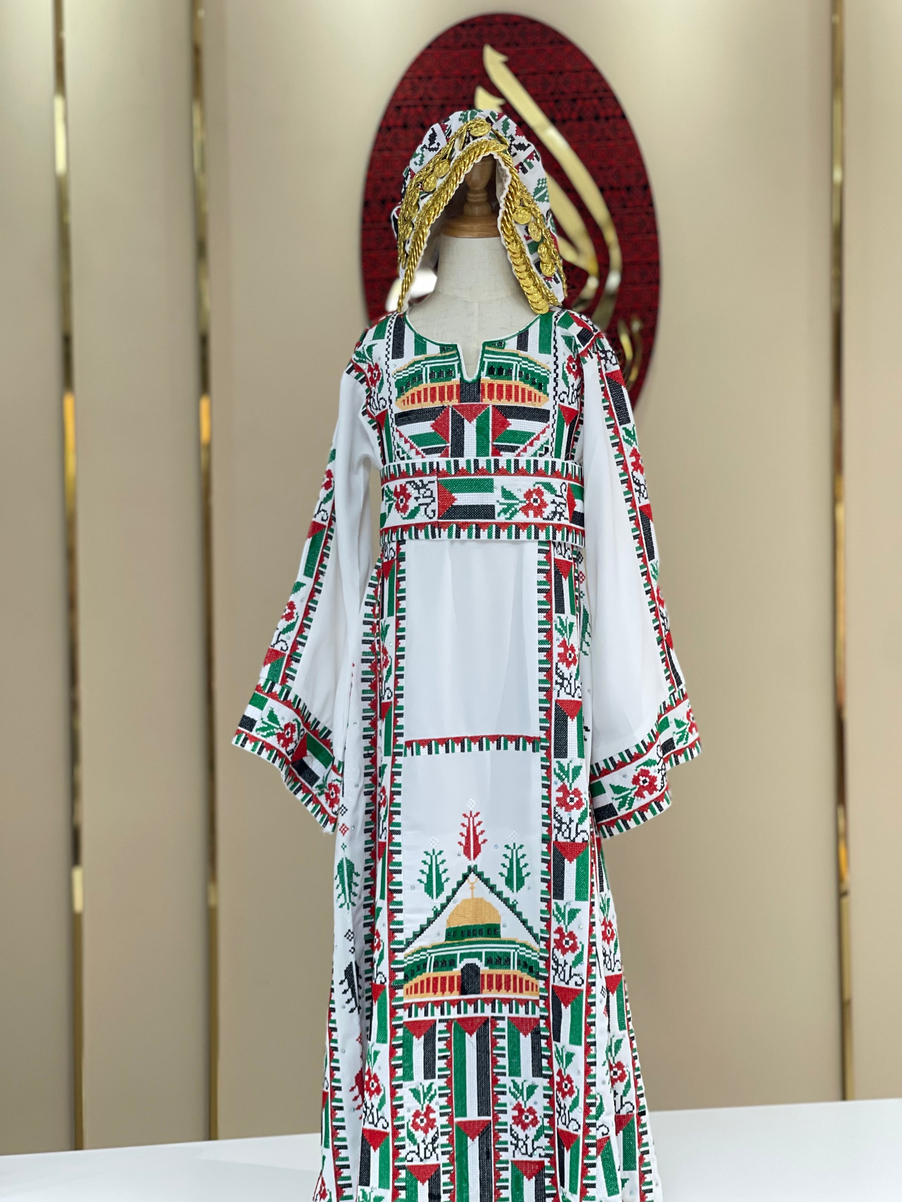 Kids Palestinian & Proud Embroidered Thoub - Celebrate Heritage with Style