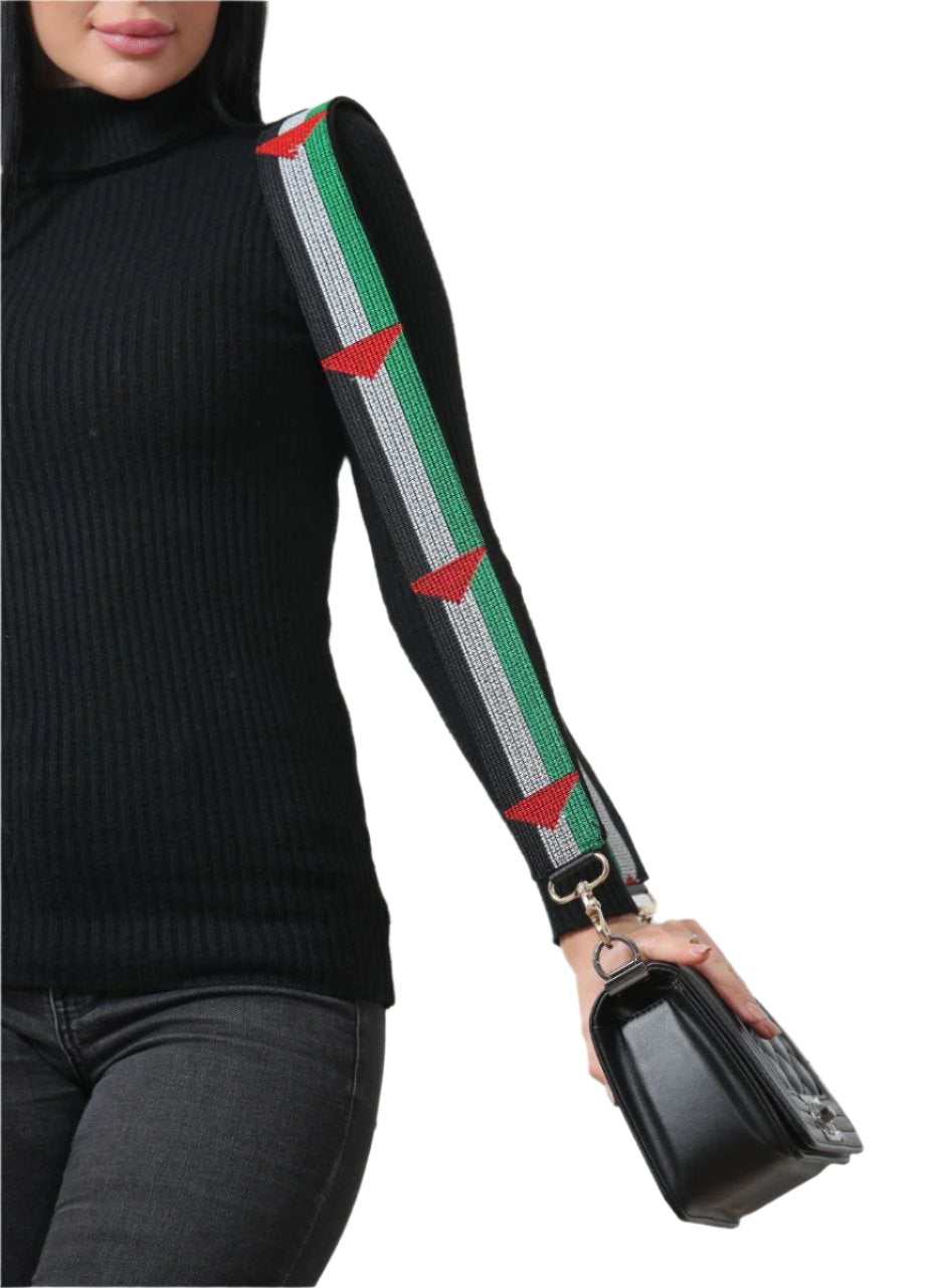 Palestinian Flag Embroidered Purse Strap – Unique Heritage Design