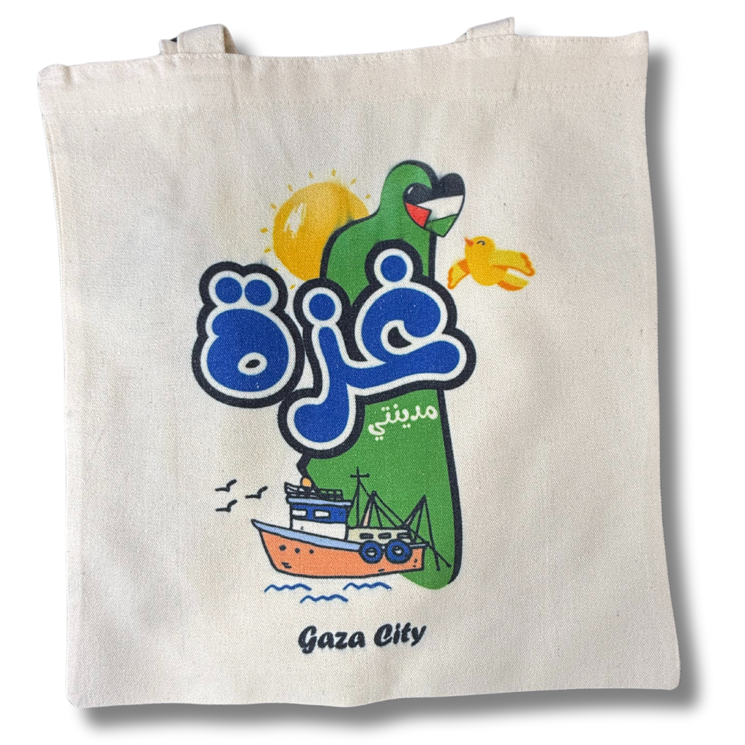 High-Quality Palestine Tote Bags with City Names and Matching Symbols