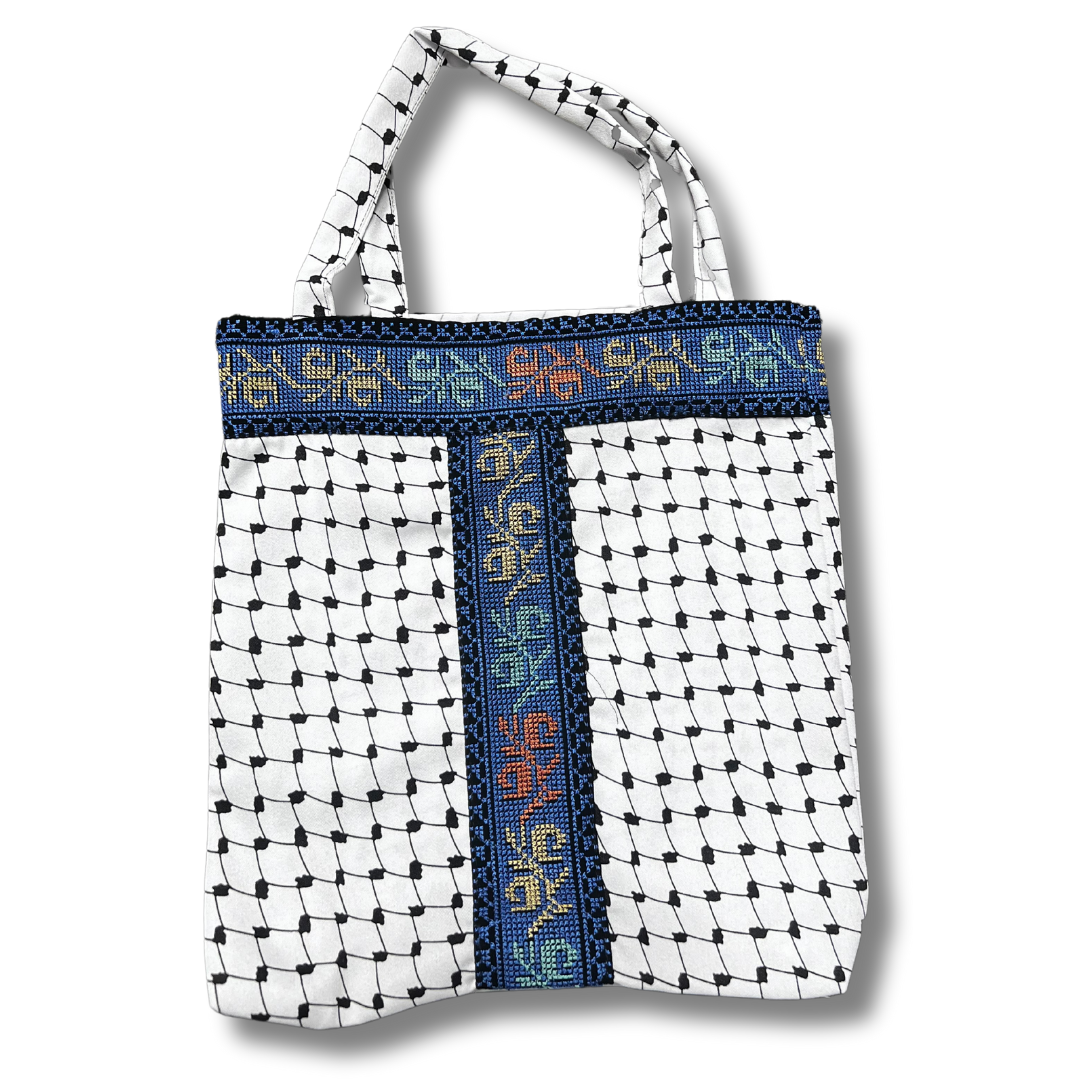 High-Quality Handmade Tatreez Tote Bags with Kufiyah Design: Durable and Spacious