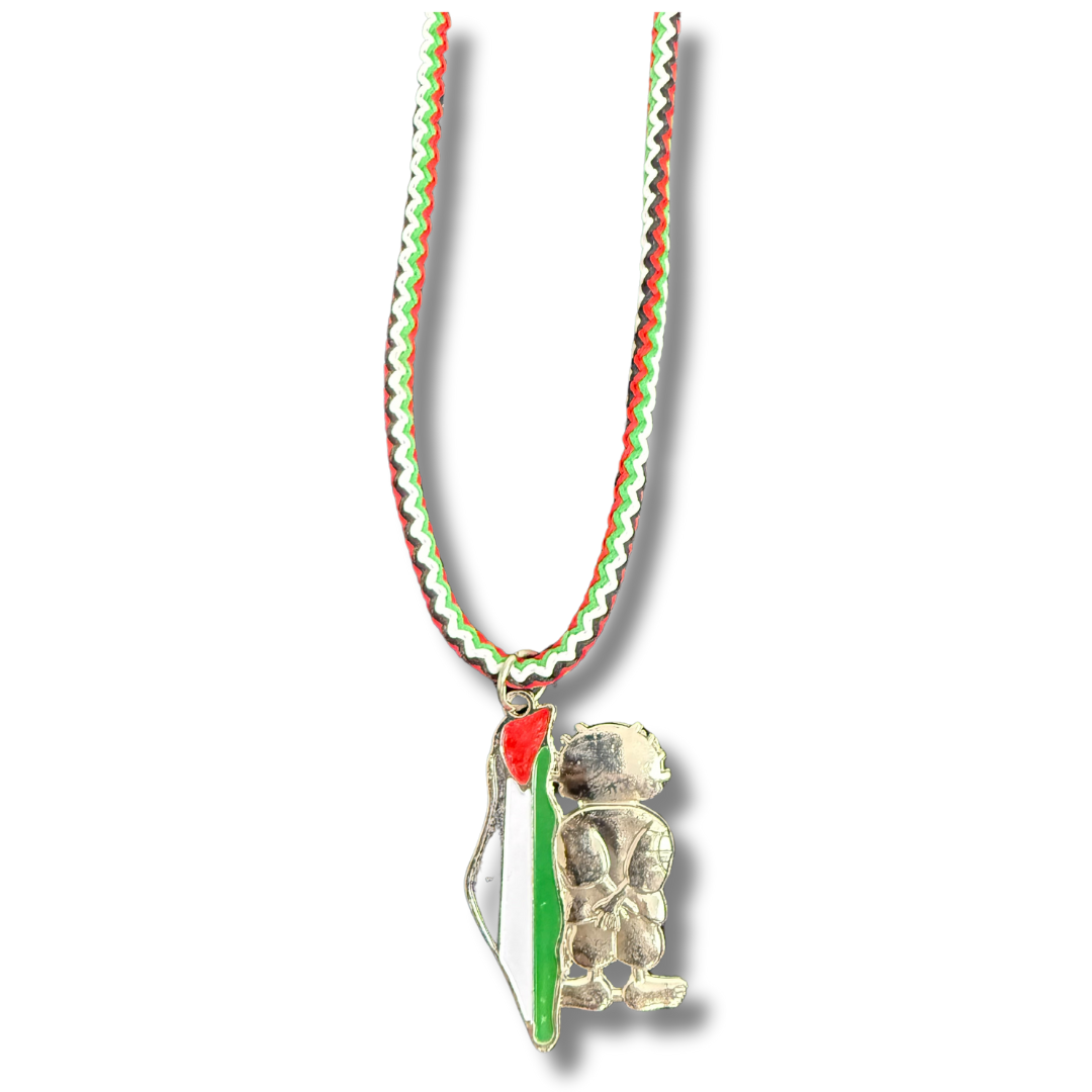 Palestine Colorful Rope Necklace with Handcuffed Man Pendant